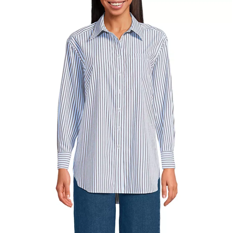 Women's Oversized No Iron Tunic with Statement Collar Shirt