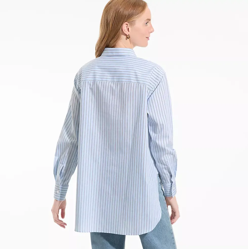 Women's Oversized No Iron Tunic with Statement Collar Shirt