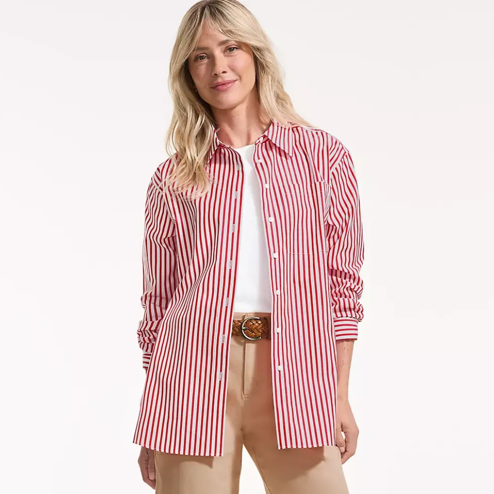Women's Oversized No Iron Tunic with Statement Collar Shirt