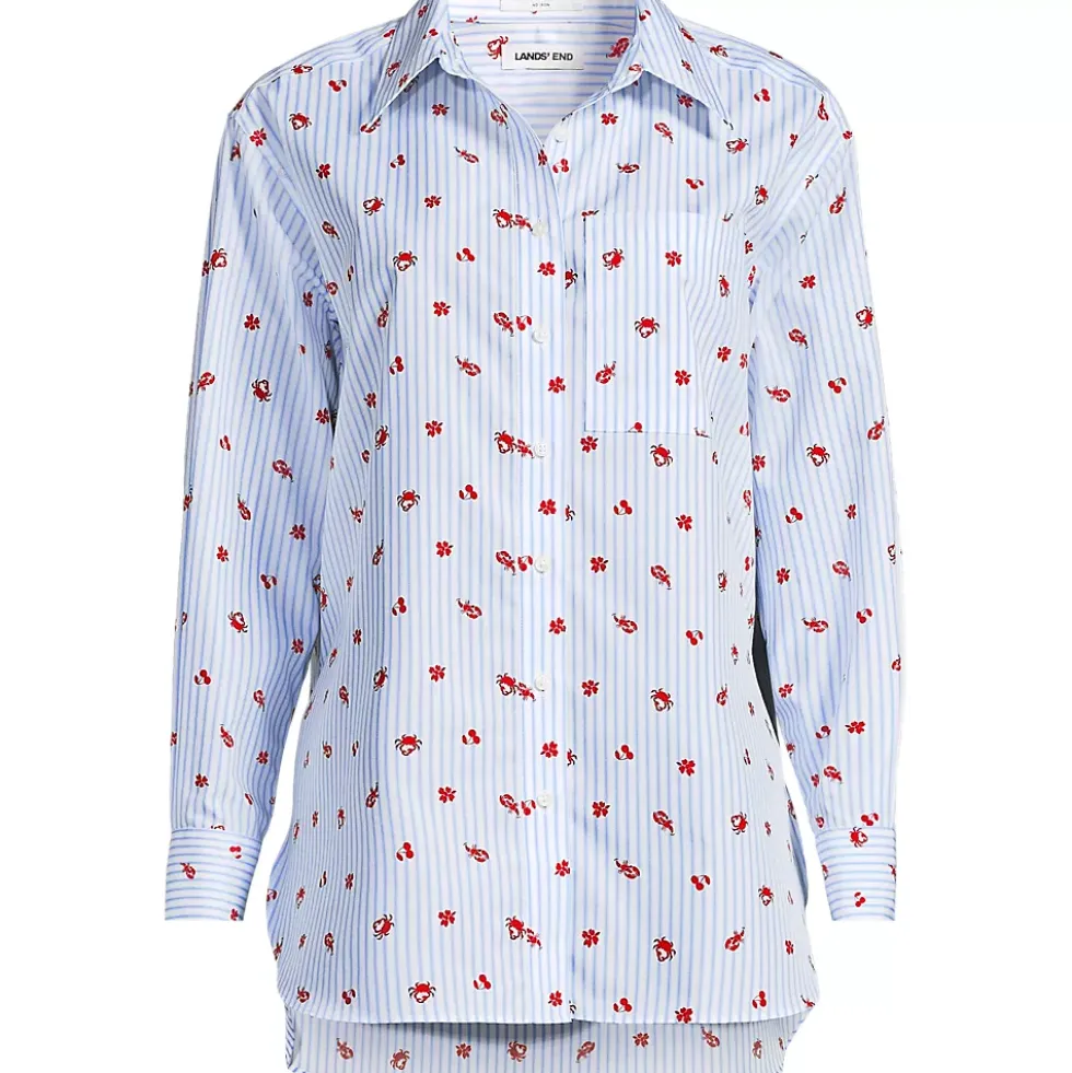 Women's Oversized No Iron Tunic with Statement Collar Shirt