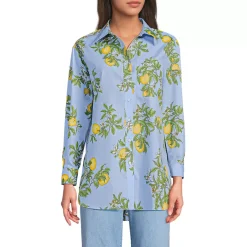 Women's Oversized No Iron Tunic with Statement Collar Shirt