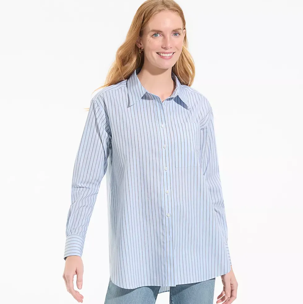 Women's Oversized No Iron Tunic with Statement Collar Shirt