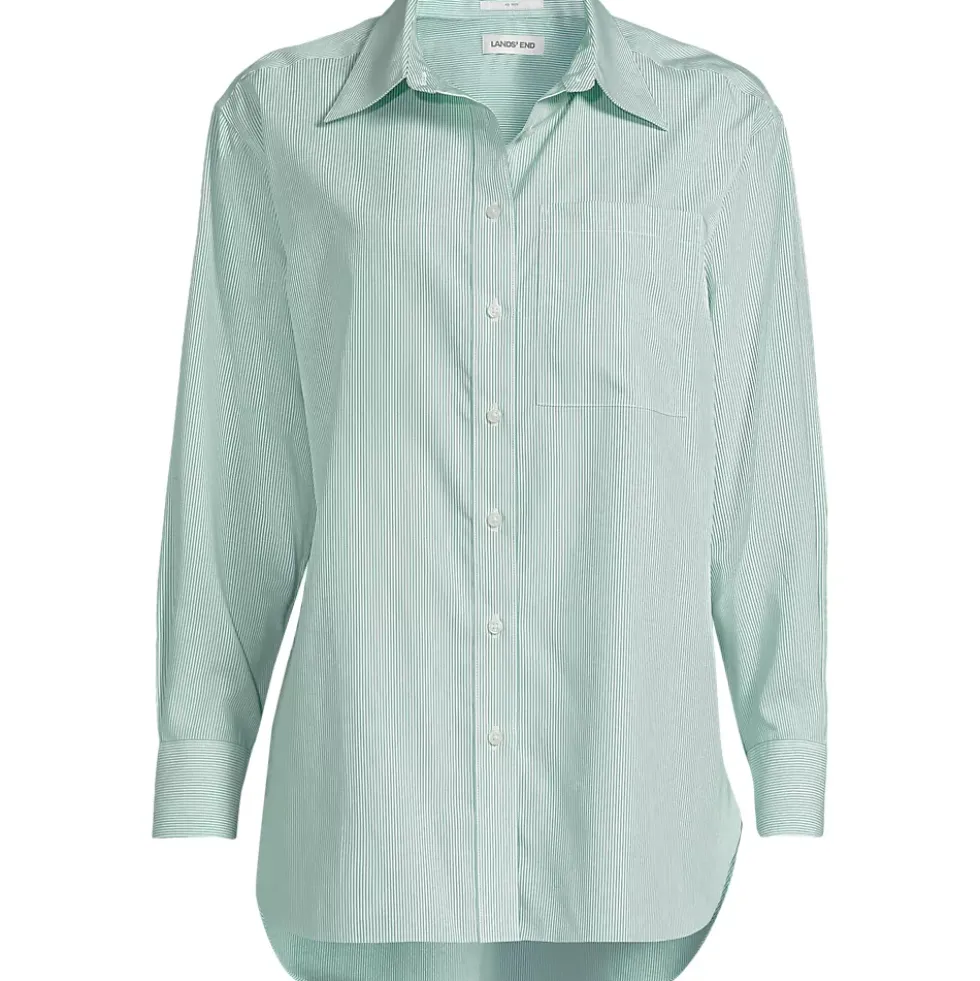 Women's Oversized No Iron Tunic with Statement Collar Shirt