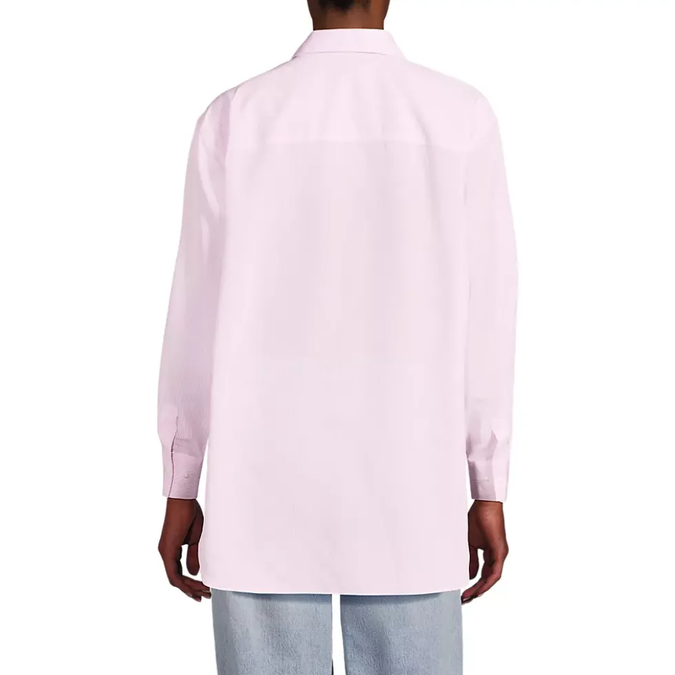 Women's Oversized No Iron Tunic with Statement Collar Shirt