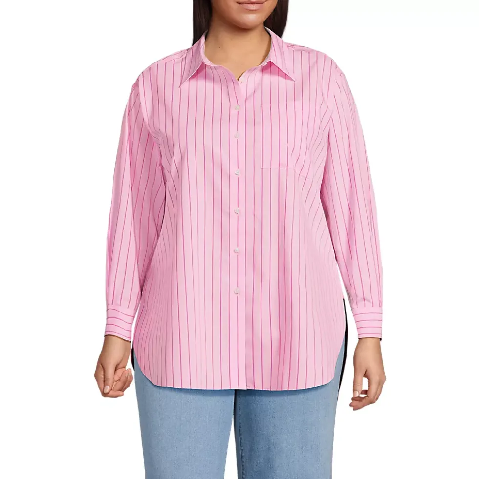 Women's Oversized No Iron Tunic with Statement Collar Shirt