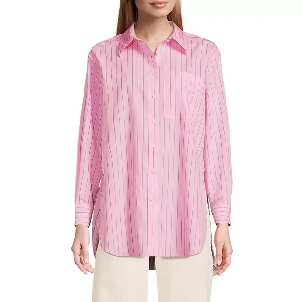Women's Oversized No Iron Tunic with Statement Collar Shirt
