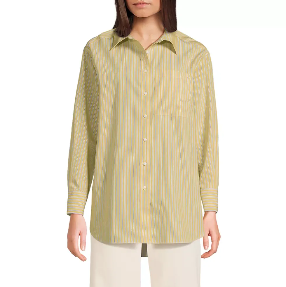 Women's Oversized No Iron Tunic with Statement Collar Shirt