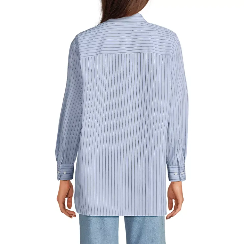 Women's Oversized No Iron Tunic with Statement Collar Shirt
