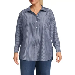 Women's Oversized No Iron Tunic with Statement Collar Shirt