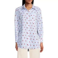 Women's Oversized No Iron Tunic with Statement Collar Shirt