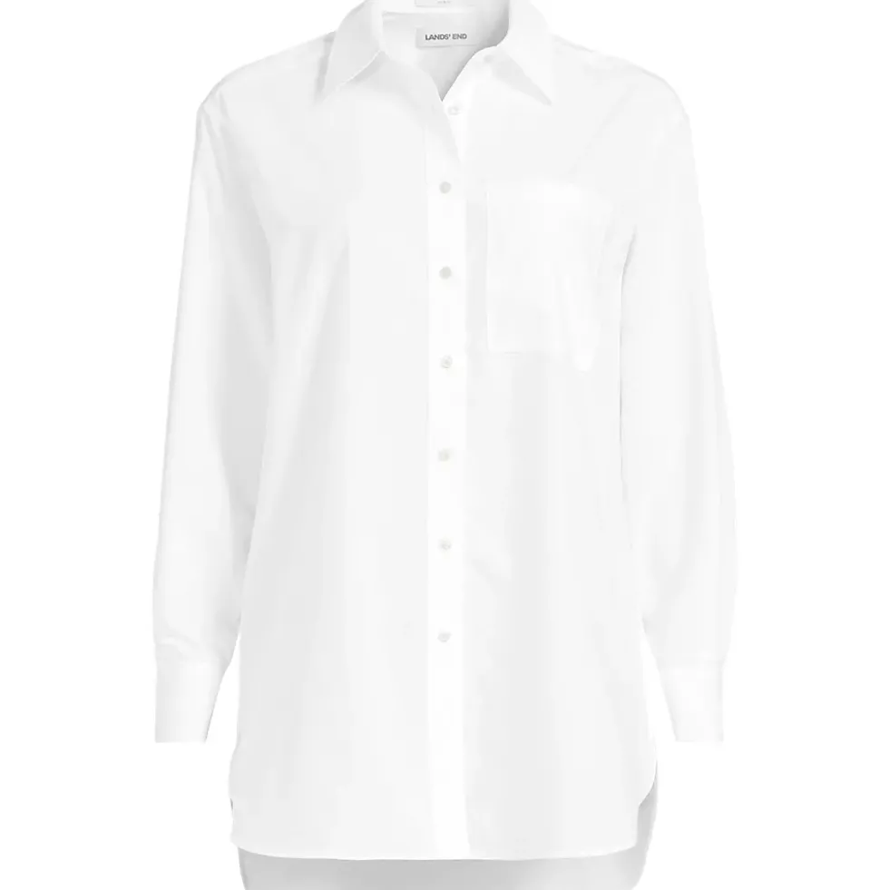 Women's Oversized No Iron Tunic with Statement Collar Shirt