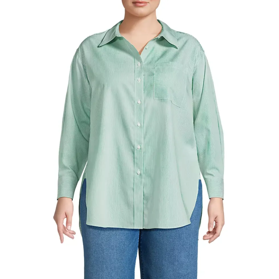 Women's Oversized No Iron Tunic with Statement Collar Shirt