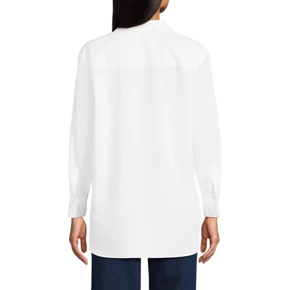 Women's Oversized No Iron Tunic with Statement Collar Shirt