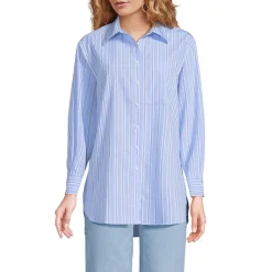 Women's Oversized No Iron Tunic with Statement Collar Shirt