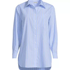 Women's Oversized No Iron Tunic with Statement Collar Shirt