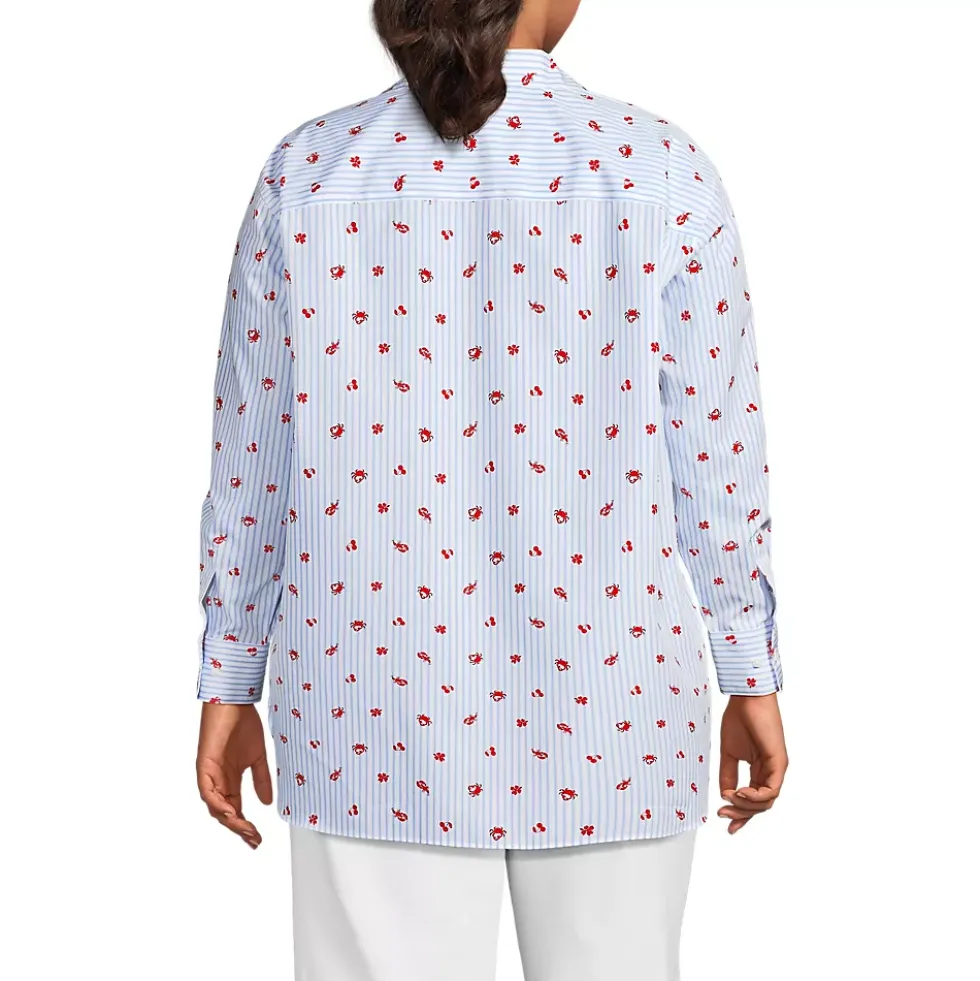 Women's Oversized No Iron Tunic with Statement Collar Shirt