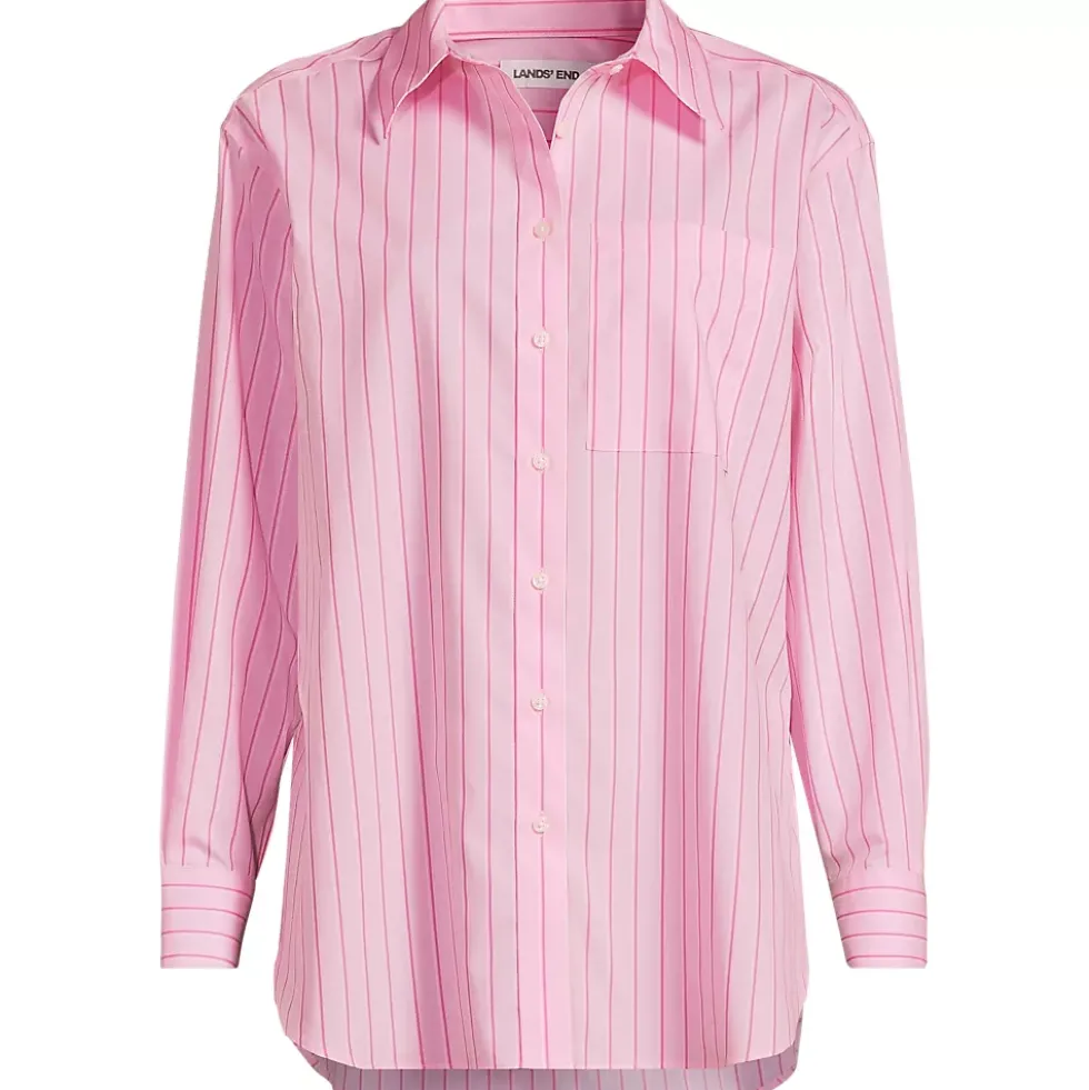 Women's Oversized No Iron Tunic with Statement Collar Shirt