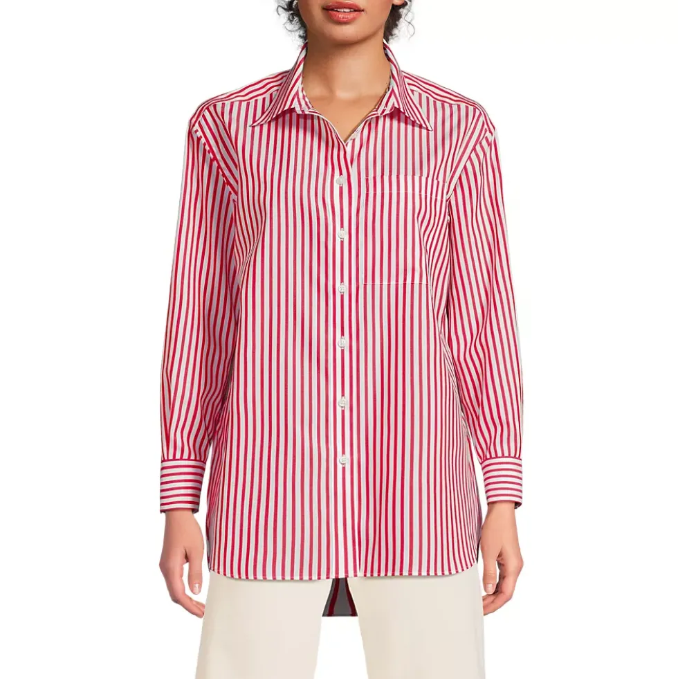 Women's Oversized No Iron Tunic with Statement Collar Shirt