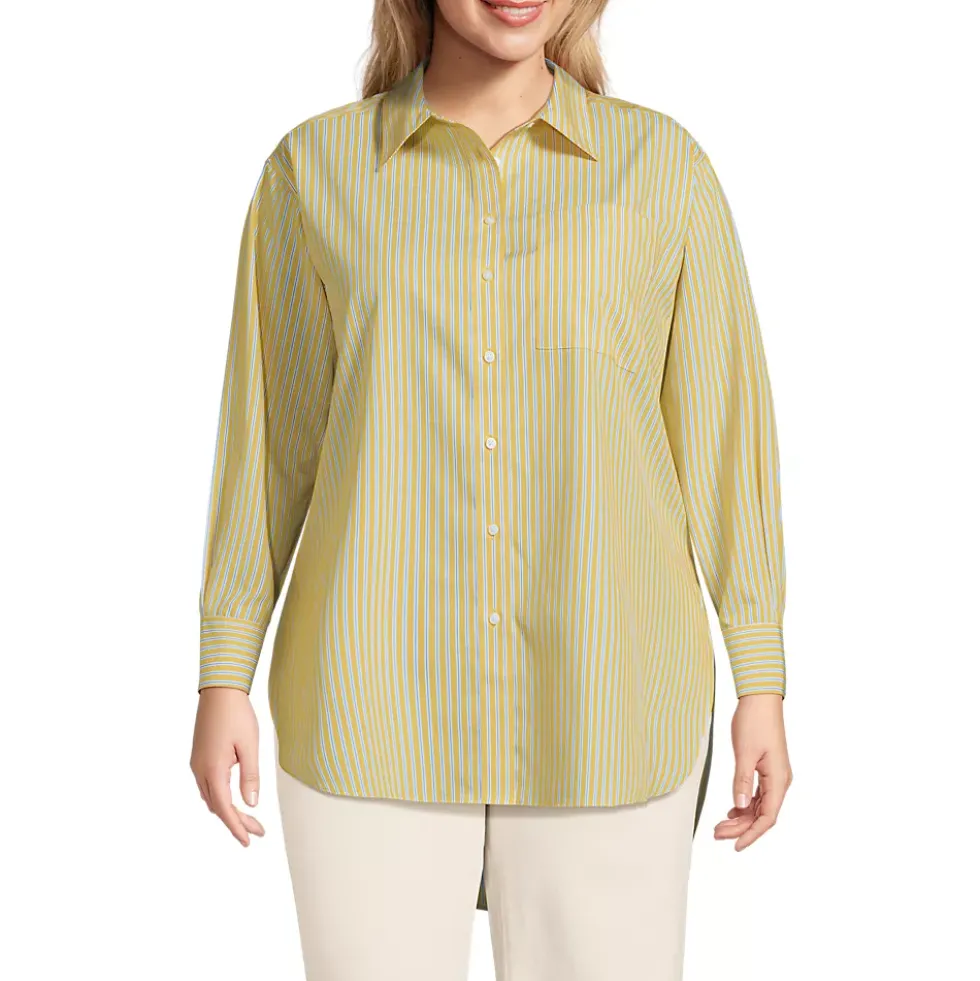 Women's Oversized No Iron Tunic with Statement Collar Shirt