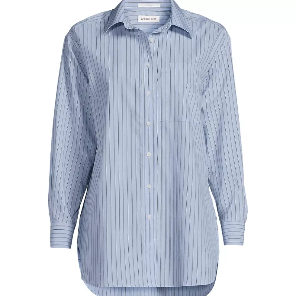 Women's Oversized No Iron Tunic with Statement Collar Shirt