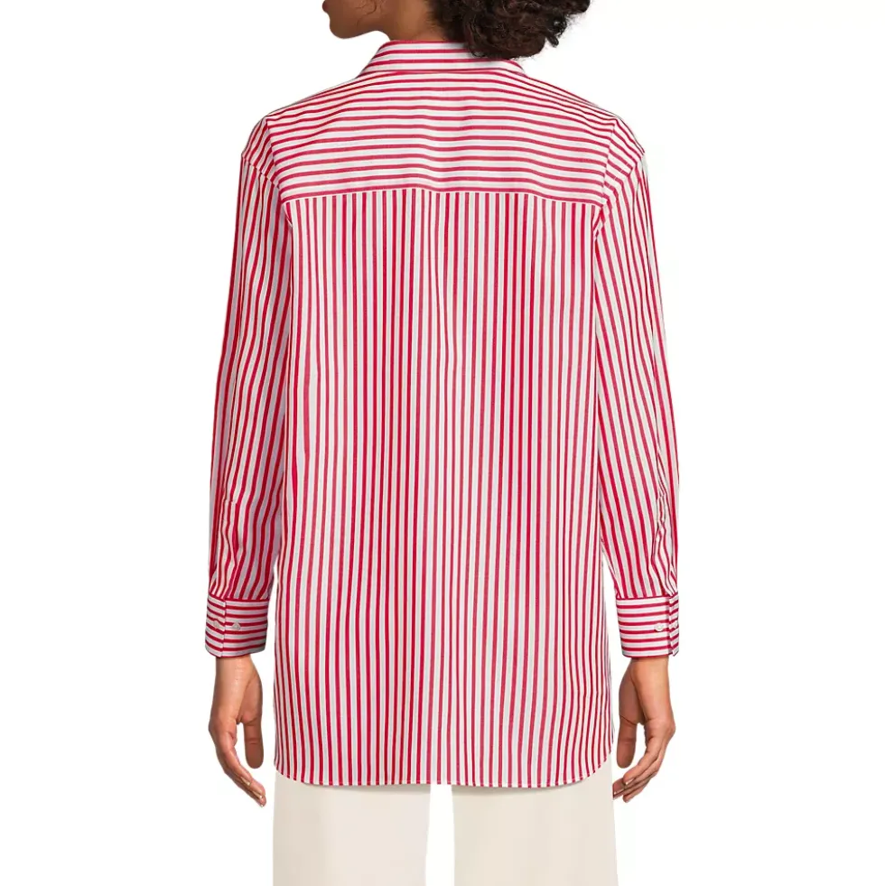 Women's Oversized No Iron Tunic with Statement Collar Shirt