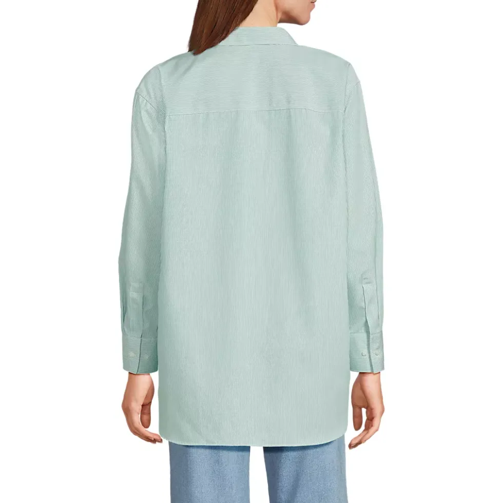 Women's Oversized No Iron Tunic with Statement Collar Shirt