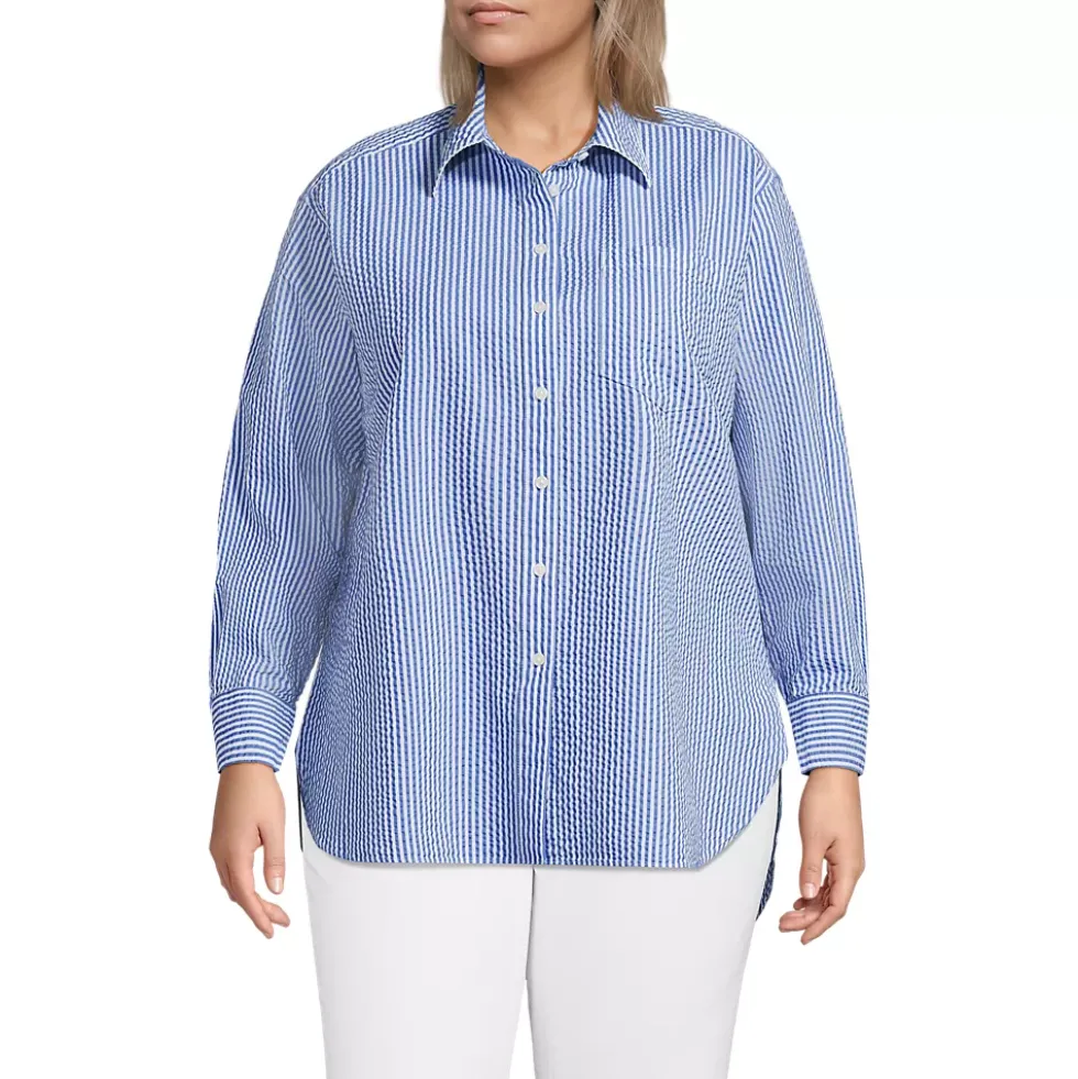Women's Oversized Seersucker Shirt