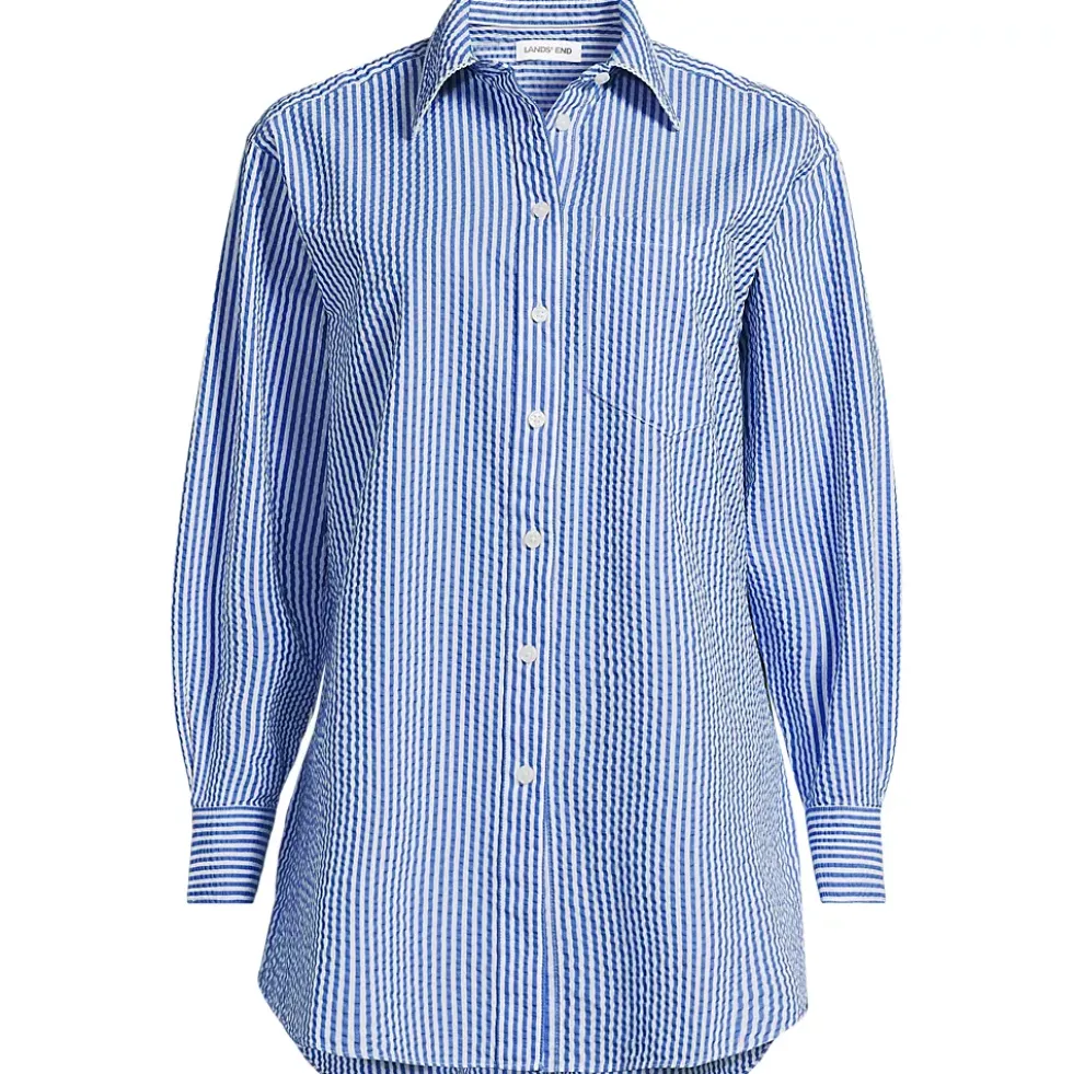 Women's Oversized Seersucker Shirt