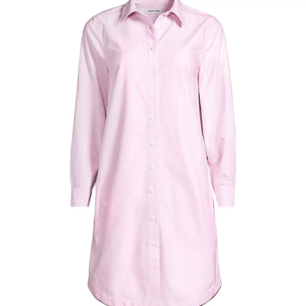 Women's Oxford Long Sleeve Button Front Shirt Dress