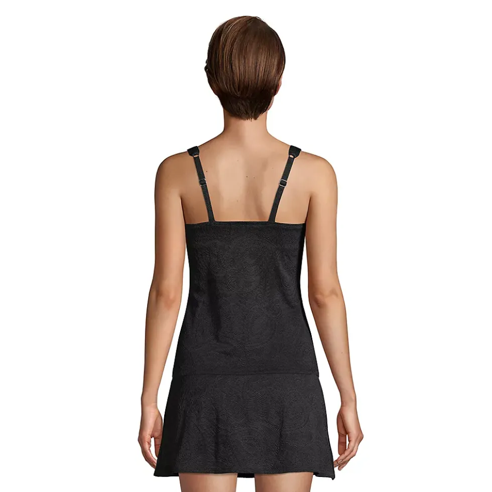 Women's Paisley Texture Chlorine Resistant Square Neck Underwire Tankini Top Swimsuit