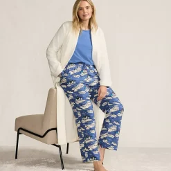 Women's Pajama Gift Set - Knit Long Sleeve Top and Flannel Pants