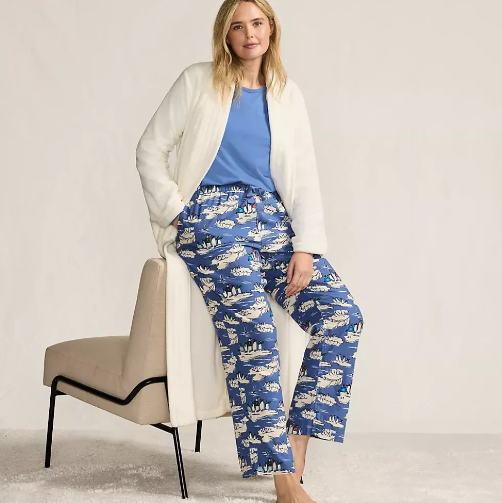 Women's Pajama Gift Set - Knit Long Sleeve Top and Flannel Pants