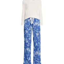 Women's Pajama Gift Set - Knit Long Sleeve Top and Flannel Pants