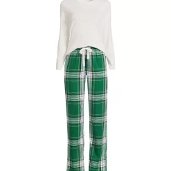 Women's Pajama Gift Set - Knit Long Sleeve Top and Flannel Pants