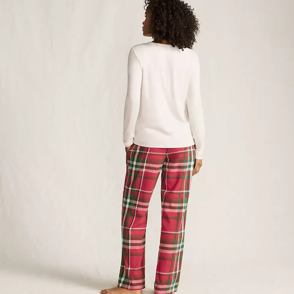 Women's Pajama Gift Set - Knit Long Sleeve Top and Flannel Pants