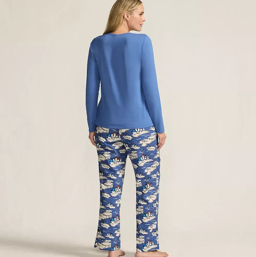 Women's Pajama Gift Set - Knit Long Sleeve Top and Flannel Pants