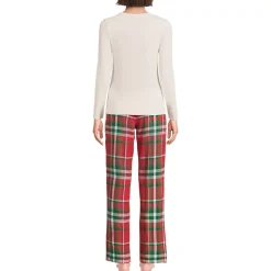 Women's Pajama Gift Set - Knit Long Sleeve Top and Flannel Pants