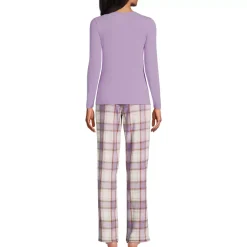 Women's Pajama Gift Set - Knit Long Sleeve Top and Flannel Pants