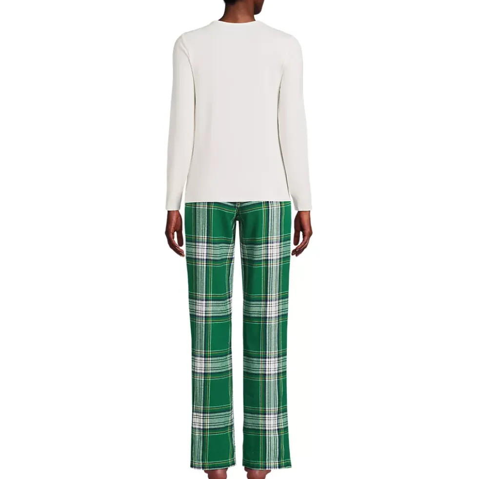 Women's Pajama Gift Set - Knit Long Sleeve Top and Flannel Pants