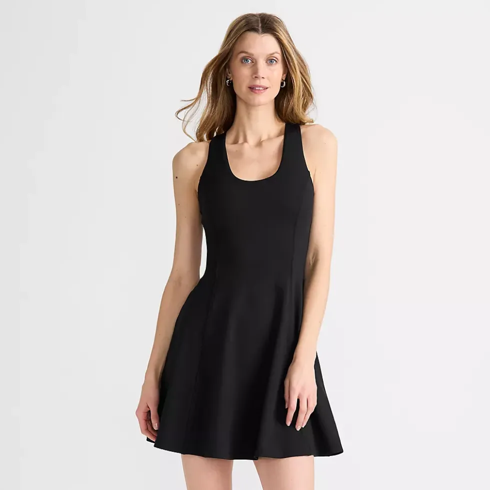 Women's Petite Active High Impact Skater Skirt Dress