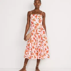 Women's Petite Cotton Voile Pleated Midi Dress