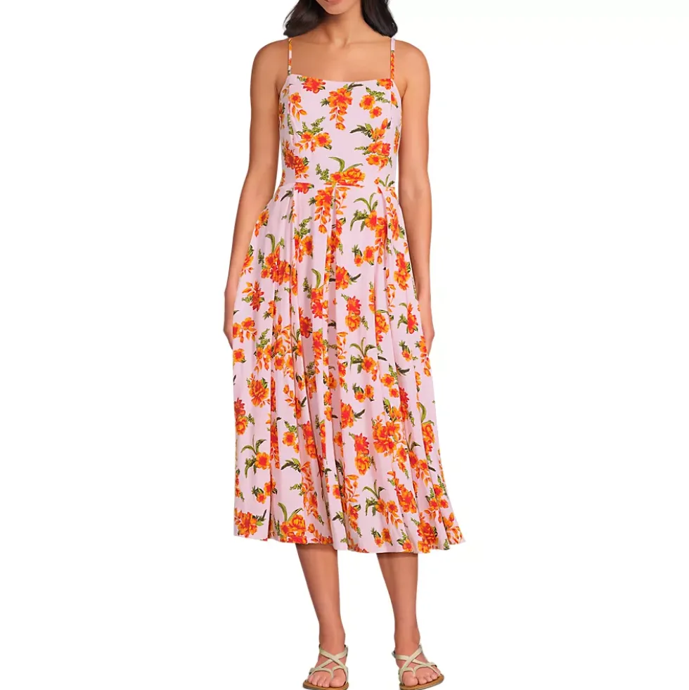 Women's Petite Cotton Voile Pleated Midi Dress