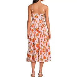Women's Petite Cotton Voile Pleated Midi Dress