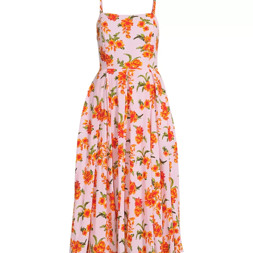 Women's Petite Cotton Voile Pleated Midi Dress