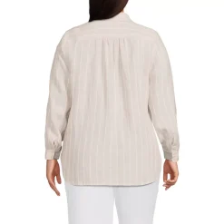 Women's Petite Linen Long Sleeve Feminine Shirt