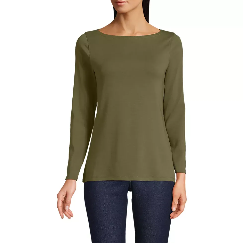 Women's Petite Long Sleeve Polished Essentials Boatneck Top
