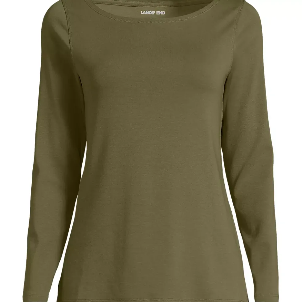 Women's Petite Long Sleeve Polished Essentials Boatneck Top