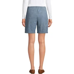 Women's Petite Mid Rise Elastic Waist Pull On 10" Chino Bermuda Shorts