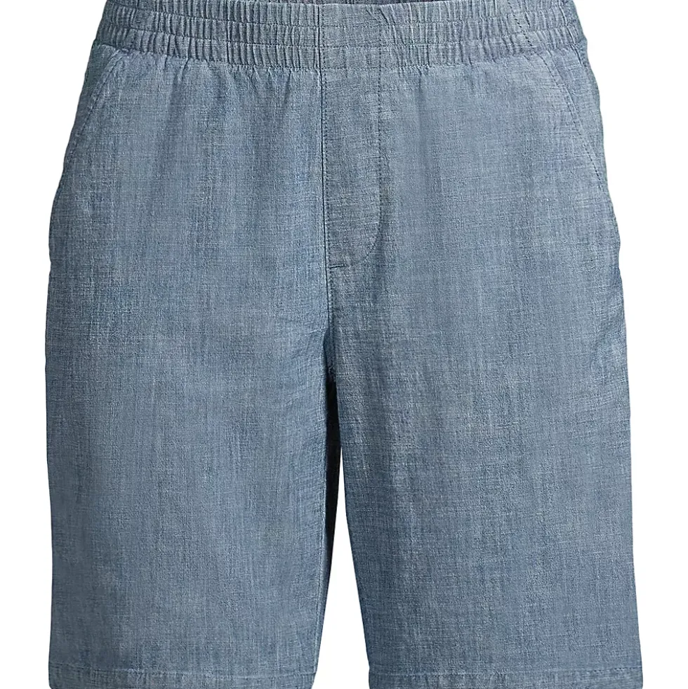 Women's Petite Mid Rise Elastic Waist Pull On 10" Chino Bermuda Shorts