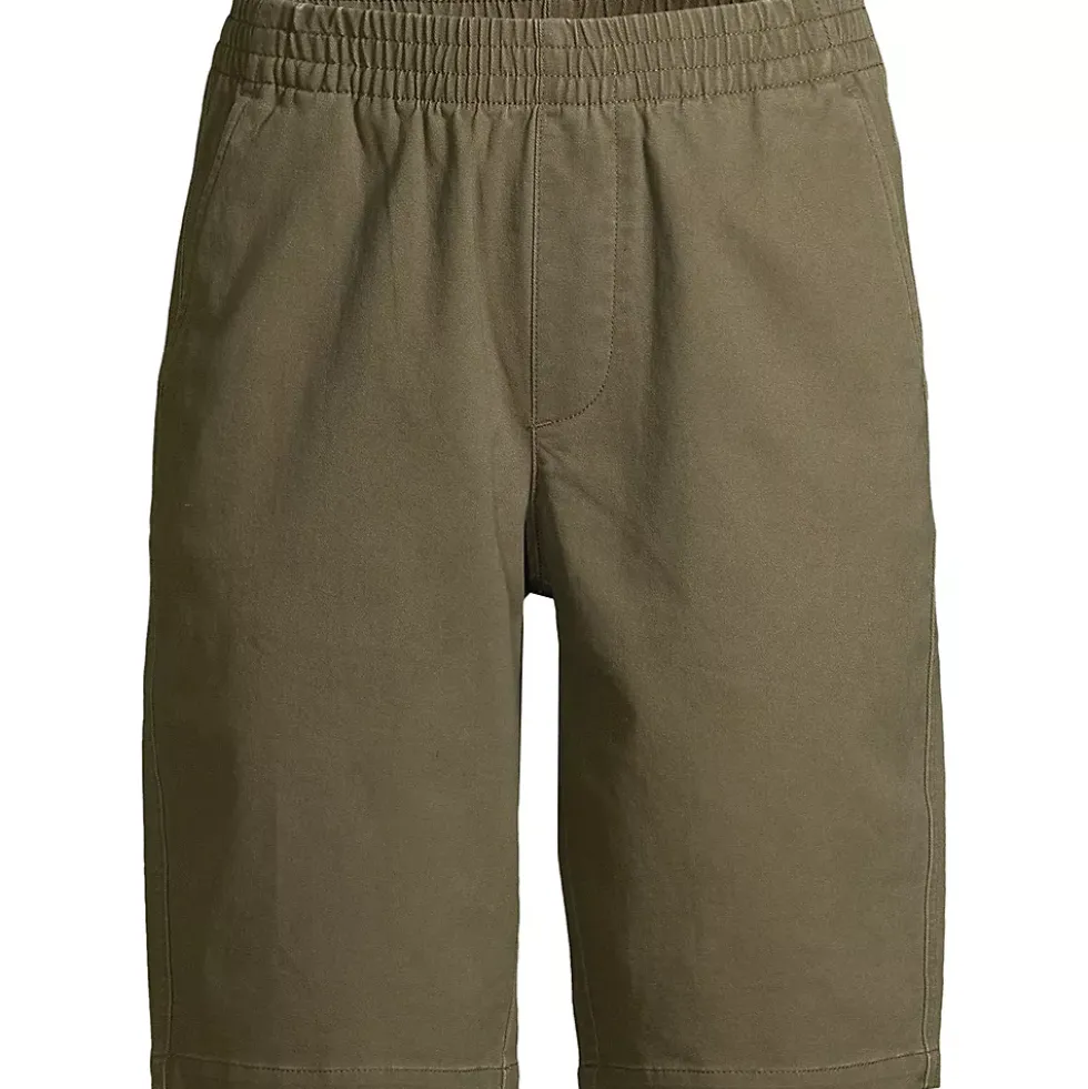 Women's Petite Mid Rise Elastic Waist Pull On 12 inch Chino Bermuda Shorts